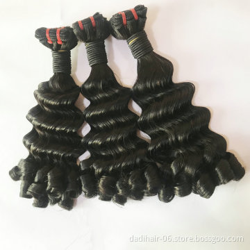 xuchang hair factory double drawn remy human hair weaving,10A grade funmi wave 100% virgin natural hair weaves